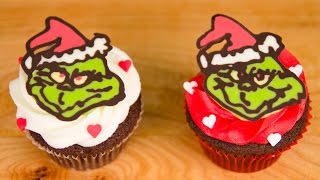 Grinch Christmas Cupcakes (Candy Melt Drawing) from Cookies Cupcakes and Cardio