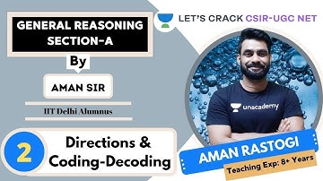 Directions & Coding-Decoding | General Reasoning Section-A | Target CSIR-UGC NET 2020/2021