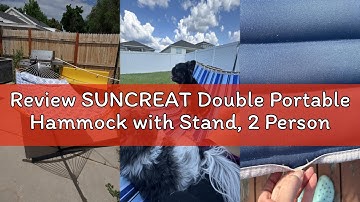 Review SUNCREAT Double Portable Hammock with Stand, 2 Person Hammock with Curved Spreader Bar, Balan