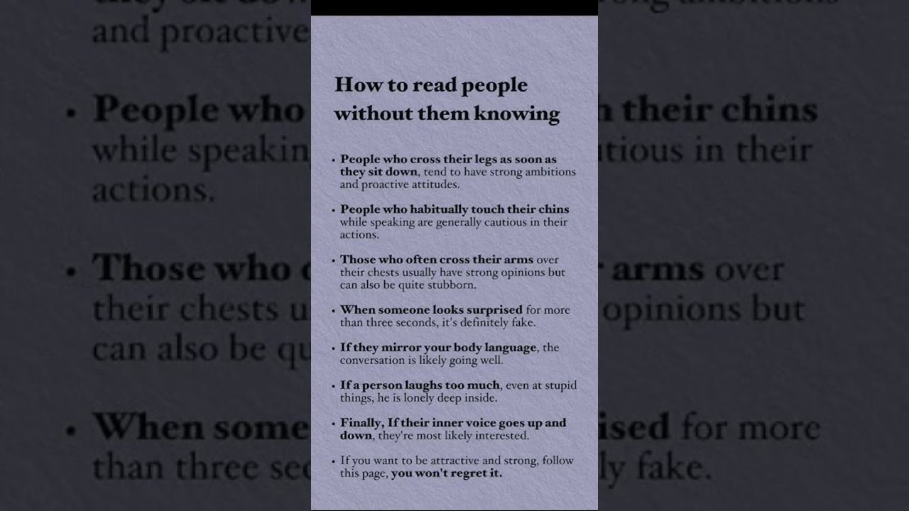 " Read people without saying a word."
