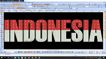 Tutorial wilcom, Cara Desain Bordir Tulisan INDONESIA 2 WARNA Otomatis #wilcom_e2 #indonesia