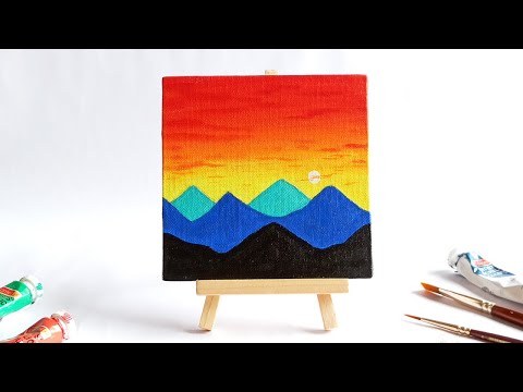 easy painting idea on mini canvas 💙✨ #acrylicpainting #art #minicanva, painting