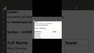 Excel LOWER Function in 56 Seconds | Convert Text to Lowercase Easily 🔥