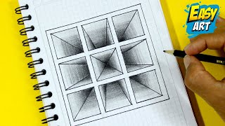 3D Drawings ⛔ How to Draw 3D SQUARES Depth and Perspective  Easy way to Draw 3D Art