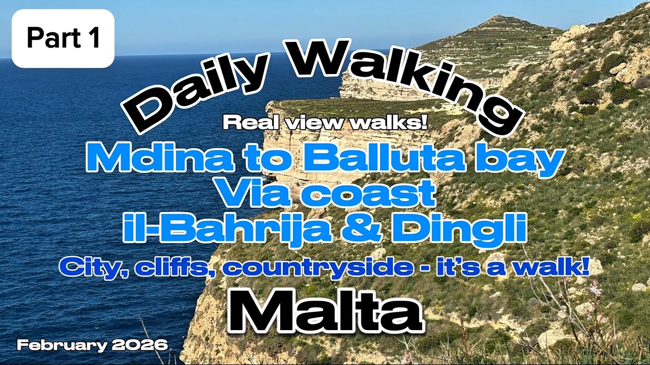 Daily #walking Mdina to Balluta bay via west coast #walkingtour #walkingvideo #malta Pt 1