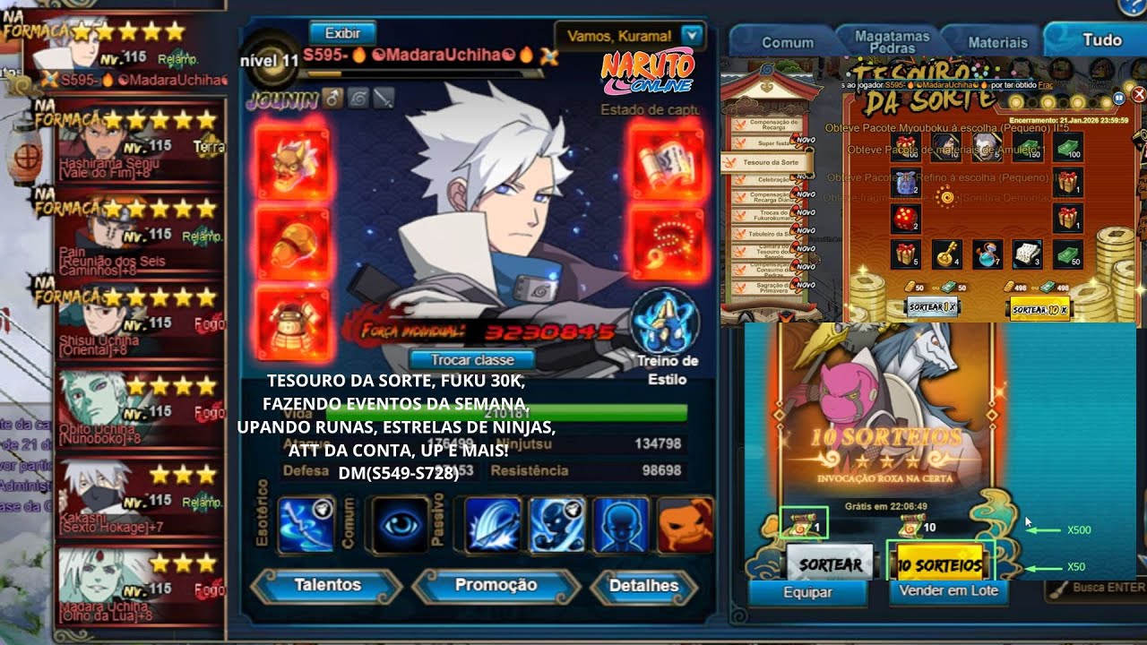 FAZENDO EVENTOS DA SEMANA, UPANDO RUNAS, ESTRELAS DE NINJAS, ATT DA CONTA, UP E MAIS - NARUTO ONLINE