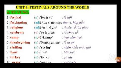 Unit 9 : FESTIVALS AROUND THE WORLD
