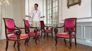 Louis Philippe French Antique Rosewood Armchairs circa 1835 (period furniture education)
