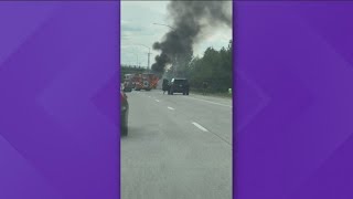 Crews extinguish vehicle fire on I-184 in Boise