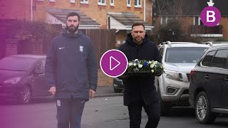 Birmingham City FC manager John Eustace and West Midlands Police lay flowers for Babbs Mill boys screenshot 3