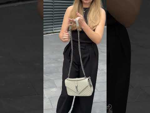 Сумка жіноча College Medium in Quilted Leather Grey, видео 1