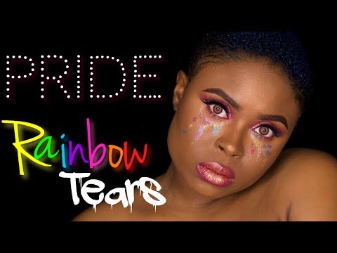 PRIDE RAINBOW MAKEUP LOOK | RAINBOW GLITTER TEARS