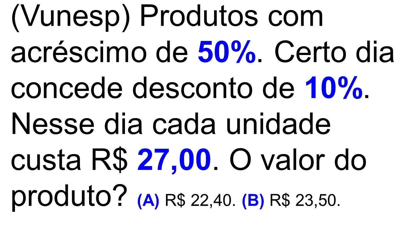 MATEMÁTICA BÁSICA DA VUNESP PORCENTAGEM