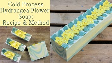 Soap Making: Lemon scented cold process tiger swirl soap with soap dough hydrangea flowers