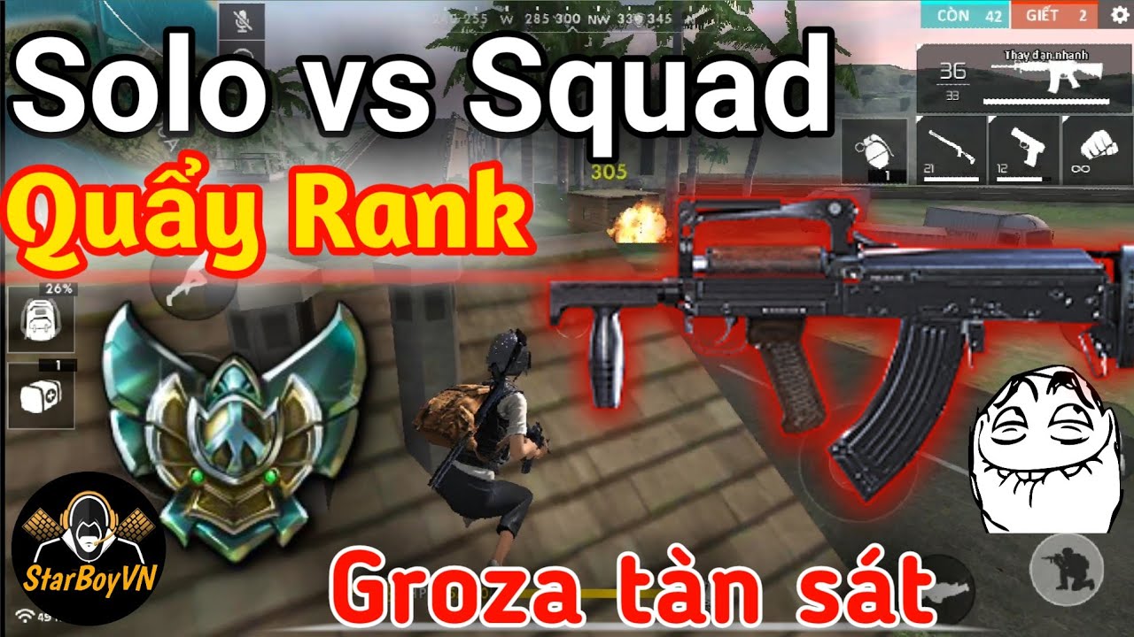 Garena Free Fire Uy lực của Groza | Solo vs Squad rank ...
