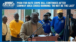 Push for hate crime bill continues after cross-burning