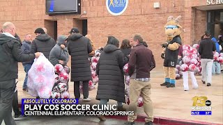 CSPD and Switchbacks provide soccer clinic and new soccer balls for students