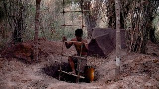 Building The Most Secret Underground Bamboo Clay House, Primitive technology