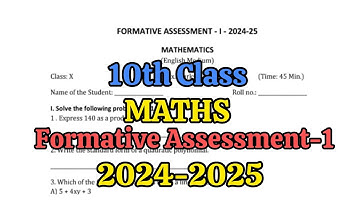 10th 💯FA-1 MATHS Question Paper 2024-2025 (model paper) | 💯Formative Assessment 1 Question Paper📃 👍