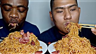 Y Chicken Sausage, Spaghetti Pasta, Eating Challenge Show With Friend Thomas