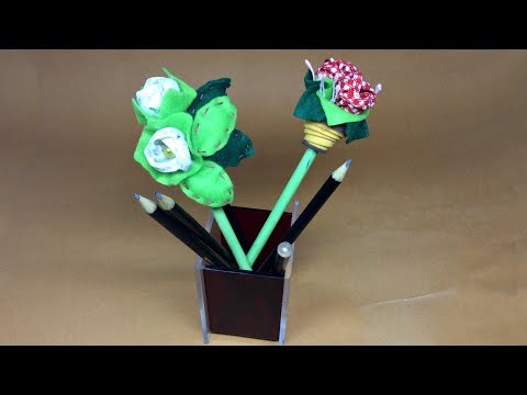 Lápis Com Flor De Tecido Passo A Passo - Lápis Com Ponteira - DIY