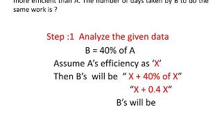 Aptitude,Problem solving Time and Work and efficiency Problem 3 case efficiency given in percentage.