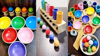 Oddly satisfying color sorting with wooden marbles and beads #instantcrafts8265 #marbles #viral