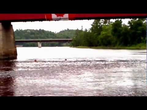 Covered bridge jump in Wakefield Quebec