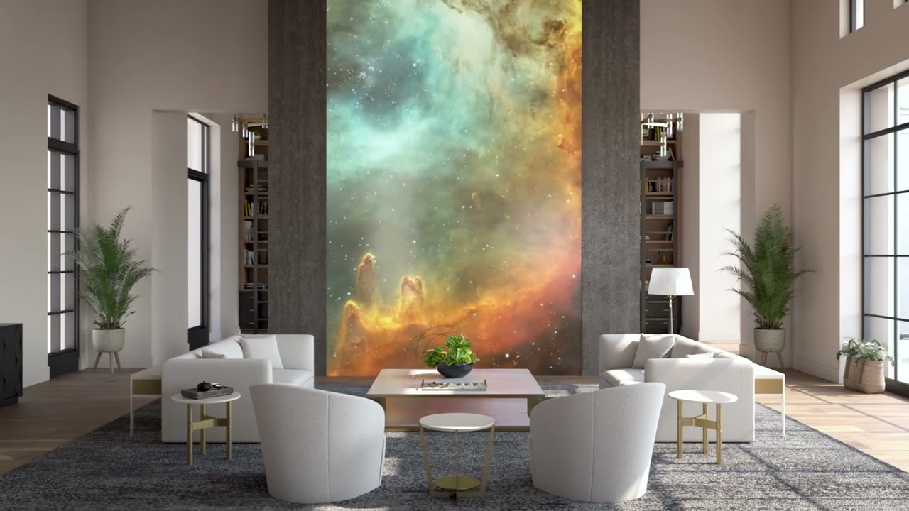 Digital Canvas waterfall with TV overlay