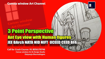 3 point perspective | Ant Eye view with human figures | NID NIFT UCEED CEED JEE BArch NATA BFA