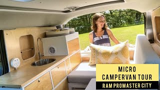 MICROCAMPERVAN TOUR with 3 Clever Seating Options | RAM PROMASTER CITY Tiny Home Conversion