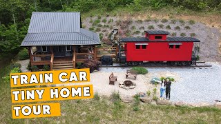 Train Car Tiny Home Tour - Train Caboose Converted Into a Tiny House