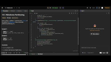 Leetcode problem no. 131. Solution using C++ language. #leetcode #problemsolving #dsa #c ++ #new