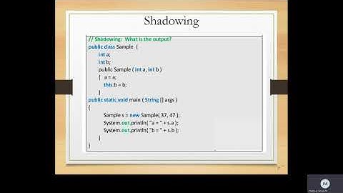 Java I   Chapter 5   Class 3   Shadowing