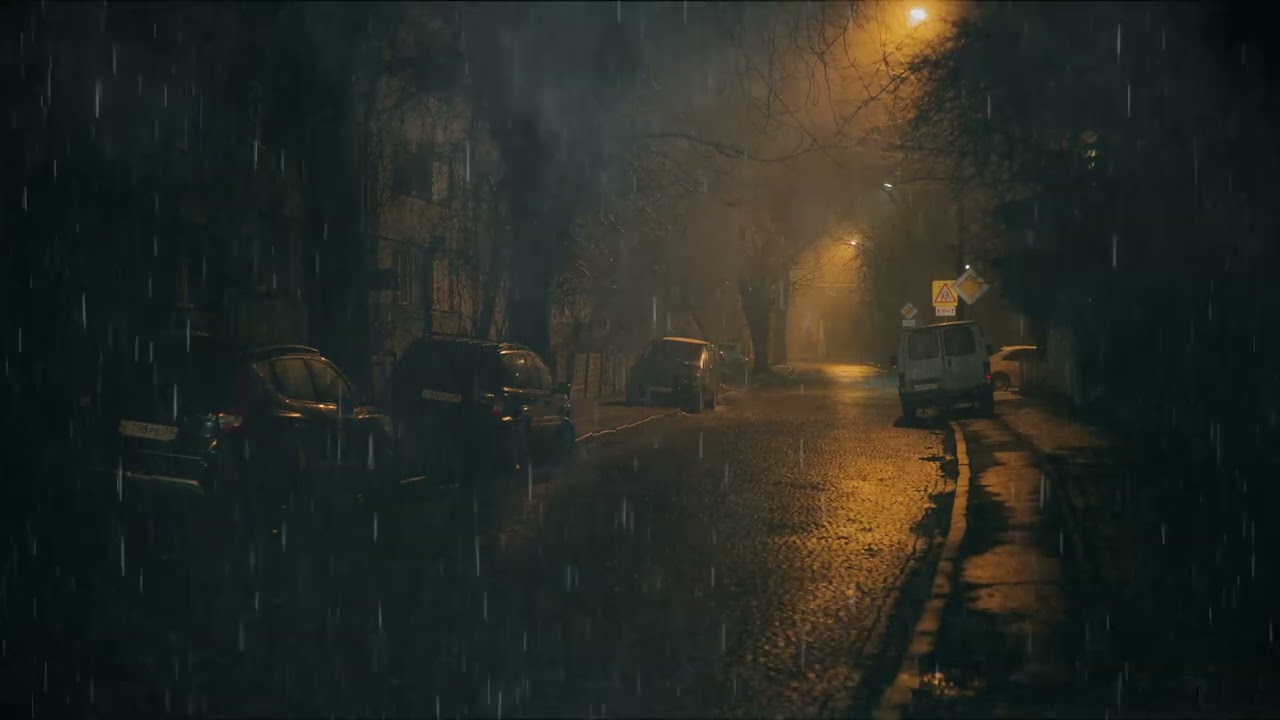 Rain on Parked Cars — Nighttime Street Ambience | Relax • Study • Sleep