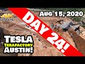Tesla Gigafactory Austin 4K 8/15/20 - Terafactory TX- Belly Dump Train - Elec Pole Removal - BONUS!
