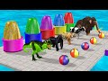 Animal crossing Fountain with wild animal cow gorilla mammoth elephant dinosaur animal games video