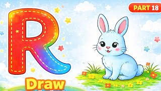 Learn Letter R | Trace & Color Rabbit 🐰 | ABC Tracing for Kids | Part 18