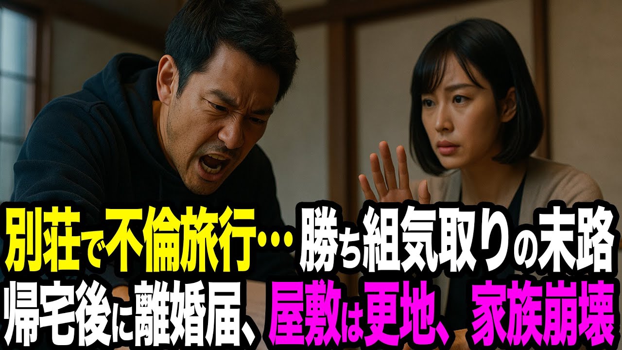 【シタ妻】別荘で愛人と不倫旅行「勝ち組のつもりでした」…帰宅後に離婚届と“真っ二つ”の結婚写真→元の屋敷は更地に、家族も崩壊した女の末路【修羅場朗読】