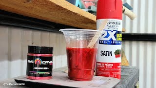 Let's Spray  SENSHI RED Pearl over RUSTOLEUM  Apple Red