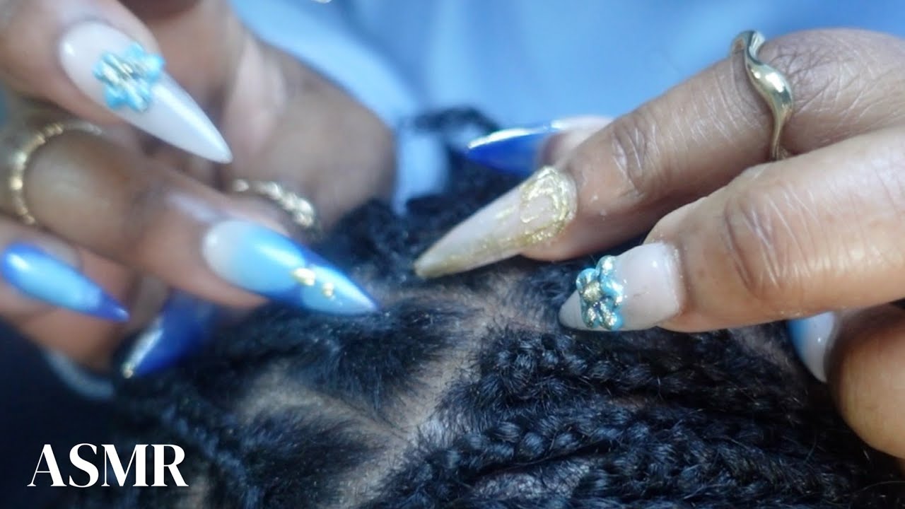 {ZOOMED} Tingling ASMR SCALP CHECK between Single BRAIDS (no talking!)