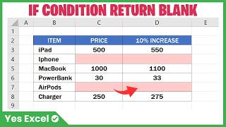 Return Blank Value Based on IF Condition in Excel
