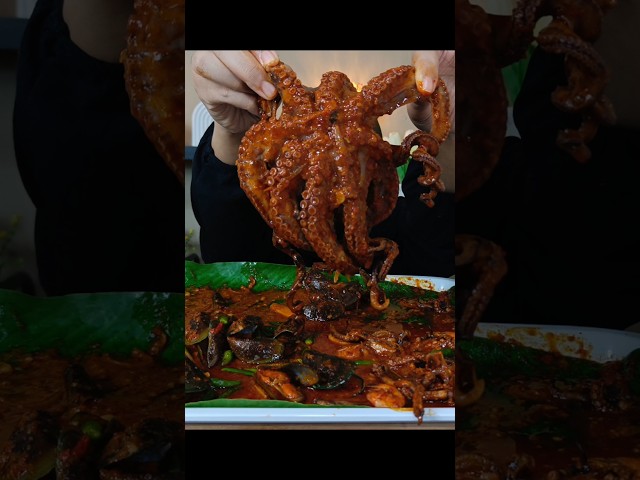 Mukbang seafood gurita pedas  extra cabe #mukbang #mukbangindonesiafood #asmr