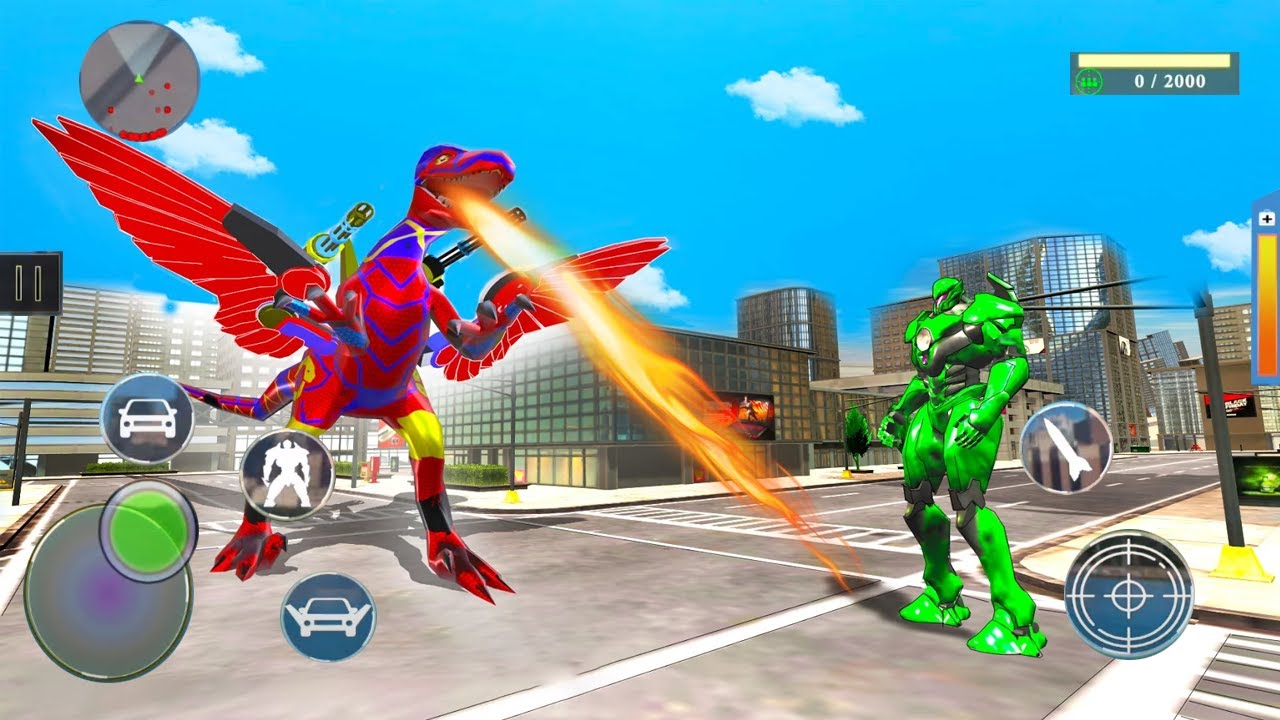 Flying Dinosaur Robot Car Transform Dino Games