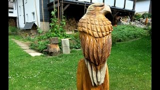 Von der Wurzel zum Adler made by Larscarving- Wood chainsaw carving eagle sculpture