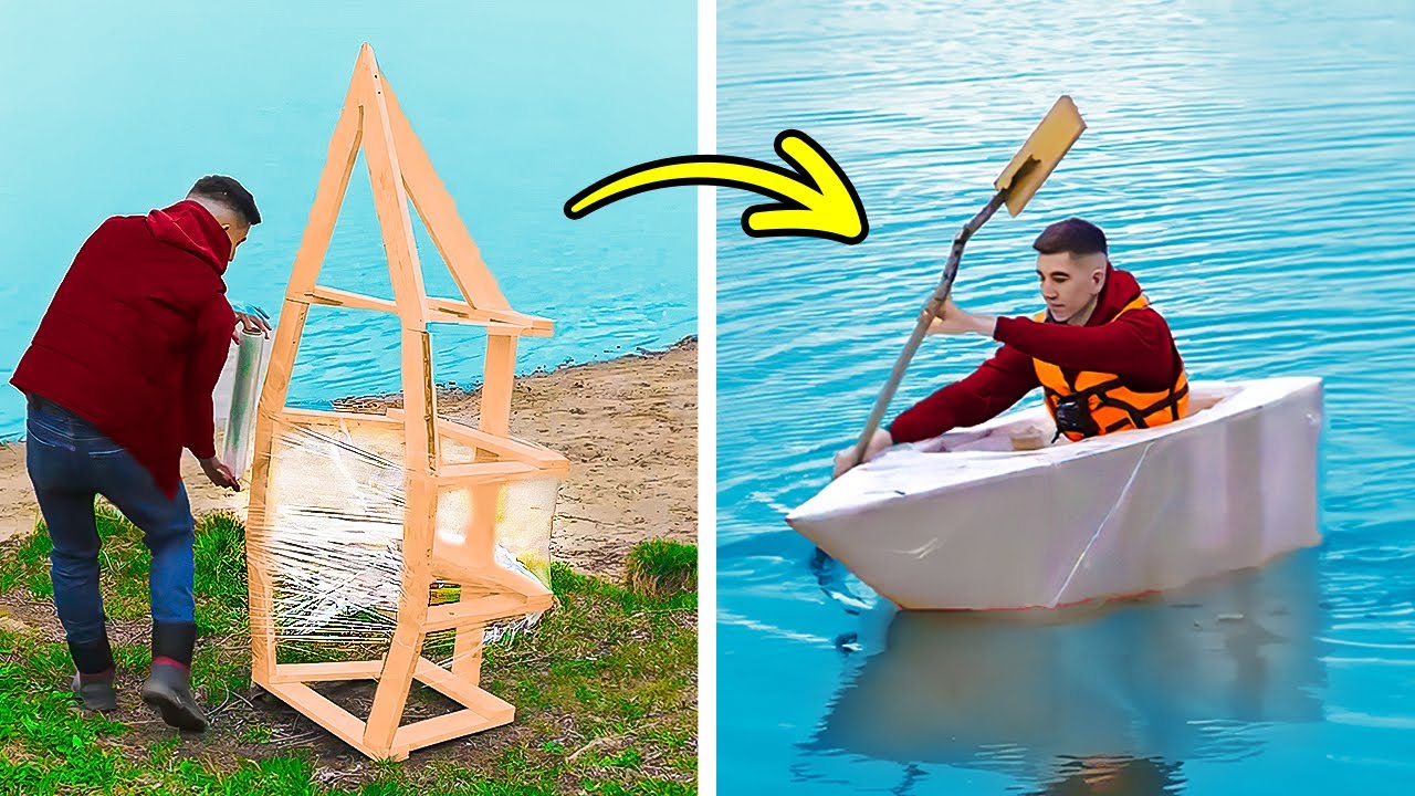 HANDMADE BOAT OUT OF PLASTIC FILM! | Cool House Crafts, Backyard Ideas And Room Makeovers