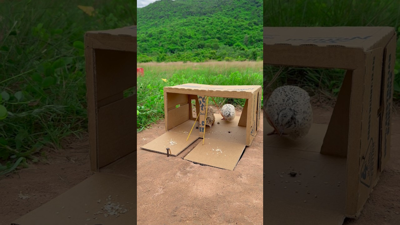 Amazing Creative Unique Quail Trap Using Cardboard Box #Shorts