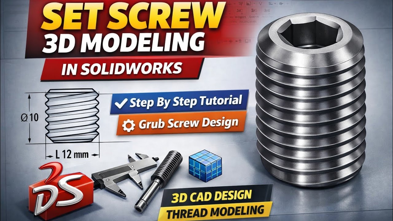 Set Screw 3D Modeling In SolidWorks | Grub Screw Design Tutorial Step By Step
