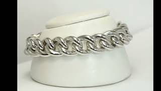 Vintage Milor Cuban Link Bracelet 925 Sterling Silver 13.6MM Wide 7.5” Long - 34965