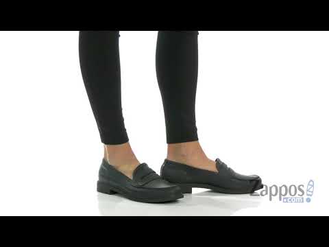 Hunter Womens Refined Stitch Penny Loafers Black | Naylors